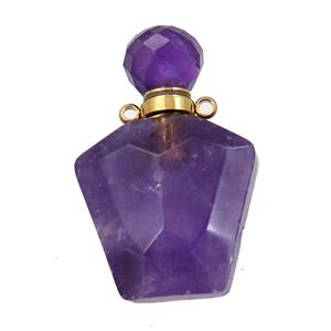 Amethyst perfume bottle pendant, approx 23-36mm