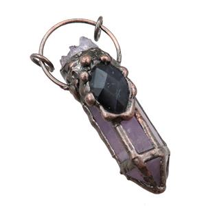 Amethyst bullet pendant, antique red, approx 15-55mm