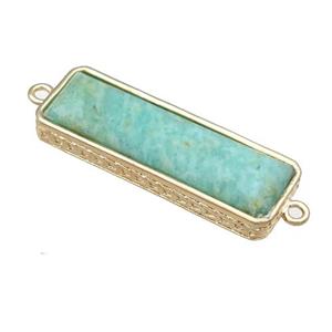 green Amazonite rectangle connector, gold plated, approx 10-28mm