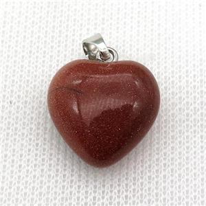 gold Sandstone heart pendant, approx 20mm