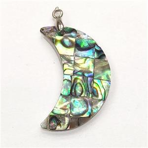 multicolor Abalone Shell moon pendant, approx 13-30mm