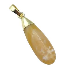 Lemon Jade teardrop pendant, gold plated, approx 10-35mm