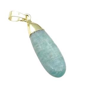 green Amazonite teardrop pendant, gold plated, approx 10-35mm