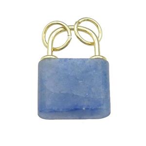 blue Aventurine Lock pendant, gold plated, approx 18-27mm
