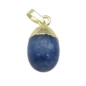 blue Aventurine egg pendant, gold plated, approx 10-15mm