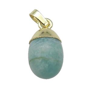 green Amazonite egg pendant, gold plated, approx 10-15mm