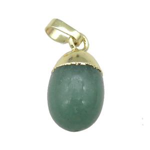 green Aventurine egg pendant, gold plated, approx 10-15mm