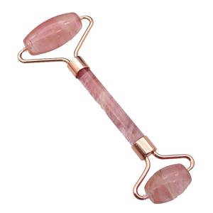 pink Watermelon Quartz Roller GuaSha Massage Tools, rose gold, approx 18-40mm, 150mm