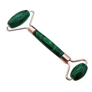 green Synthetic Malachite Roller GuaSha Massage Tools, rose gold, approx 18-40mm, 150mm