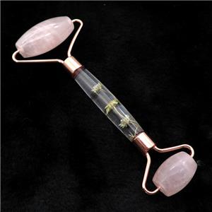 Rose Quartz Roller GuaSha Massage Tools, rose gold, approx 18-40mm, 150mm