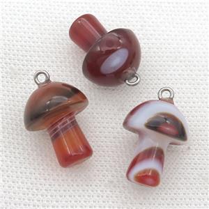 red Agate mushroom pendant, approx 15-20mm