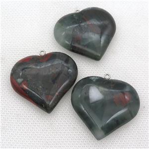 BloodStone heart pendant, approx 35-40mm