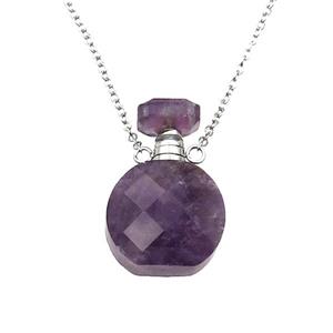 purple Amethyst perfume bottle Necklace, approx 15-20mm