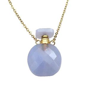Blue Lace Agate perfume bottle Necklace, approx 15-20mm