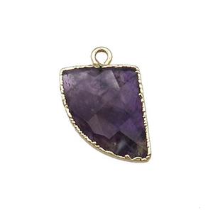 Purple Amethyst Horn Pendant Gold Plated, approx 13-17mm