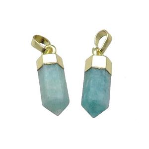 Green Amazonite Bullet Pendant Gold Plated, approx 6x16mm