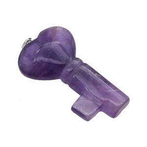 Purple Amethyst Key Pendant, approx 22-40mm
