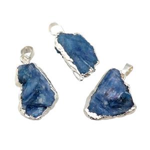 Blue Kyanite Pendant Freeform Silver Plated, approx 15-30mm
