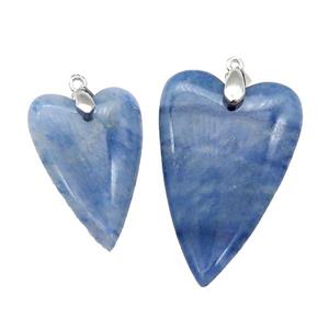 Blue Aventurine Heart Pendant, approx 20-30mm