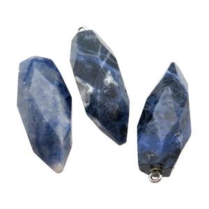 Blue Sodalite Bullet Pendant Faceted, approx 15-33mm