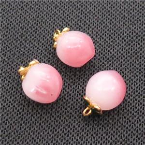 Pink Acrylic Peach Pendant, approx 11mm