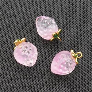 Pink Acrylic Strawberry Pendant, approx 11mm