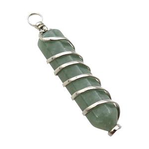 Green Aventurine Bullet Pendant Wire Wrapped, approx 11-45mm