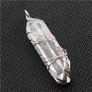 Clear Quartz Bullet Pendant Tree Wire Wrapped, approx 11-40mm