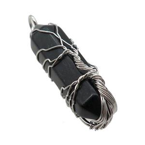 Black Obsidian Bullet Pendant Tree Wire Wrapped, approx 11-40mm