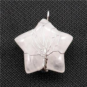 Clear Quartz Star Pendant Wire Wrapped, approx 30mm