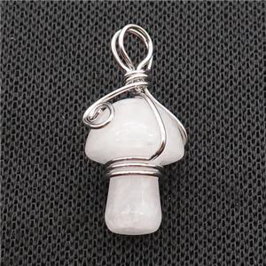 Clear Quartz Mushroom Pendant Wire Wrapped, approx 15-20mm