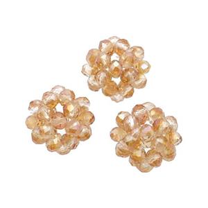 Gold Champagne Crystal Glass Ball Cluster Beads, approx 4mm, 16mm dia