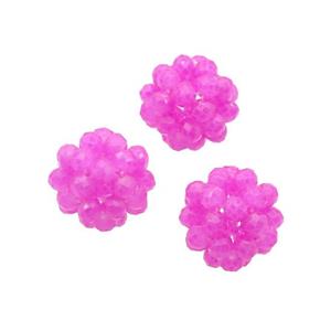 Hotpink Crystal Glass Ball Cluster Beads, approx 4mm, 16mm dia