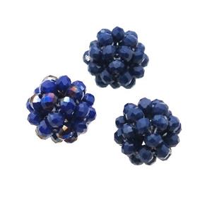 Lapisblue Crystal Glass Ball Cluster Beads, approx 4mm, 16mm dia