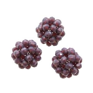 Amethyst Crystal Glass Ball Cluster Beads, approx 4mm, 16mm dia
