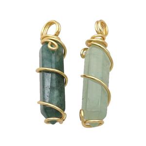 Green Aventurine Prism Pendant Wire Wrapped, approx 8-30mm