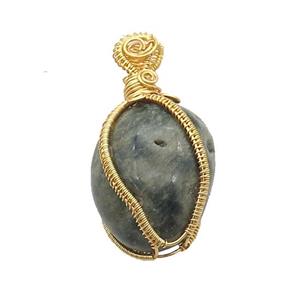 Labradorite Nugget Pendant Freeform Wire Wrapped, approx 20-35mm