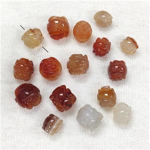 Red Carnelian AGate Flower Beads Carved, approx 12-16mm