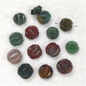 Indian Agate Flower Beads Carved, approx 14-17mm