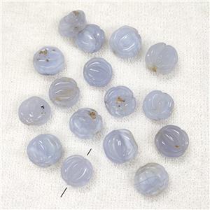 Blue Lace Agate Flower Beads Carved, approx 14-17mm