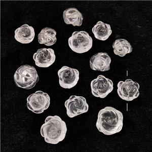 Clear Quartz Flower Beads Carved, approx 10-14mm