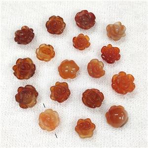 Red Carnelian Flower Beads Carved, approx 10-14mm