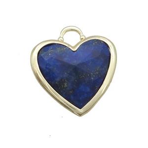 Blue Lapis Lazuli Heart Pendant Faceted Gold Plated, approx 20mm