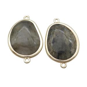 Labradorite Teardrop Coonnector Gold Plated, approx 16-22mm