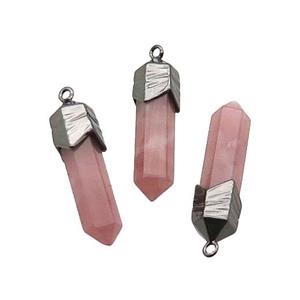 Synthetic Pink Watermelon Quartz Bullet Pendant Black Plated, approx 6-28mm