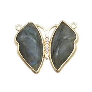 Labradorite Butterfly Pendant With 2loops Copper Gold Plated, approx 26-30mm