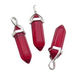 Red Glass Bullet Pendant, approx 8x30mm