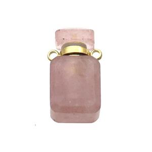 Natural Pink Strawberry Quartz Perfume Bottle Pendant, approx 10-18mm