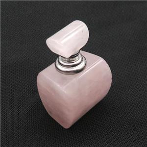 Pink Rose Quartz Perfume Bottle Pendant, approx 30x40x60mm
