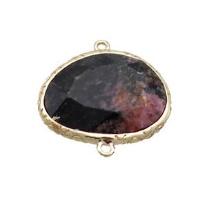 Pink Rhodonite Connector Oval Gold Plated, approx 18-22mm